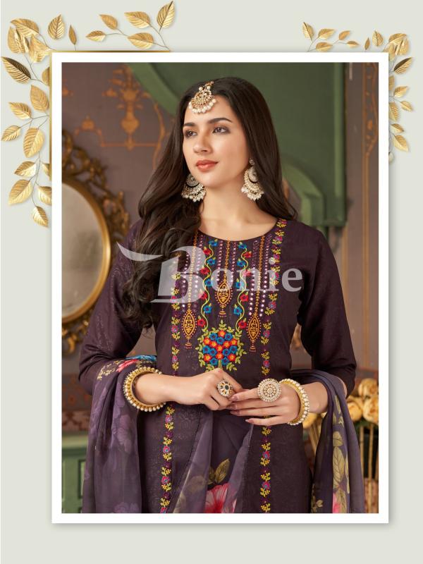 Bonie Farah Vol 1 Beautiful Embroidered Kurti Bottom With Dupatta